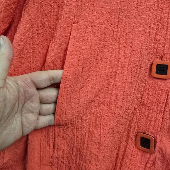 Habitat‎ Womens Pink Textured Button Up Shirt Size L Lagenlook Artsy Lightweight - Picture 4 of 15